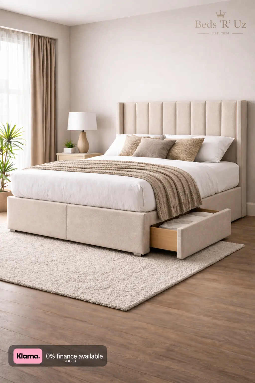 Chelsea 2 drawer divan bed with built-in storage in modern UK bedroom