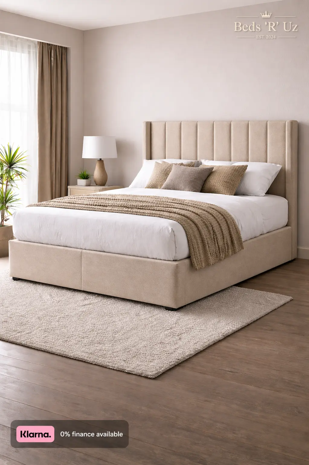 Chelsea divan bed with upholstered base in modern UK bedroom