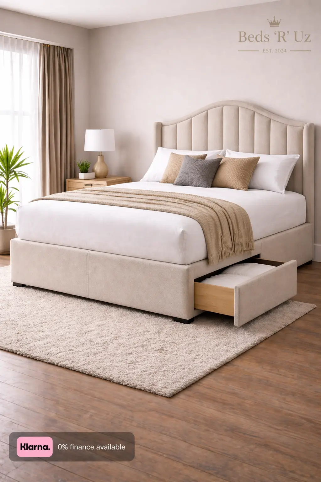 Clifton 2 drawer divan bed with built-in storage in modern UK bedroom