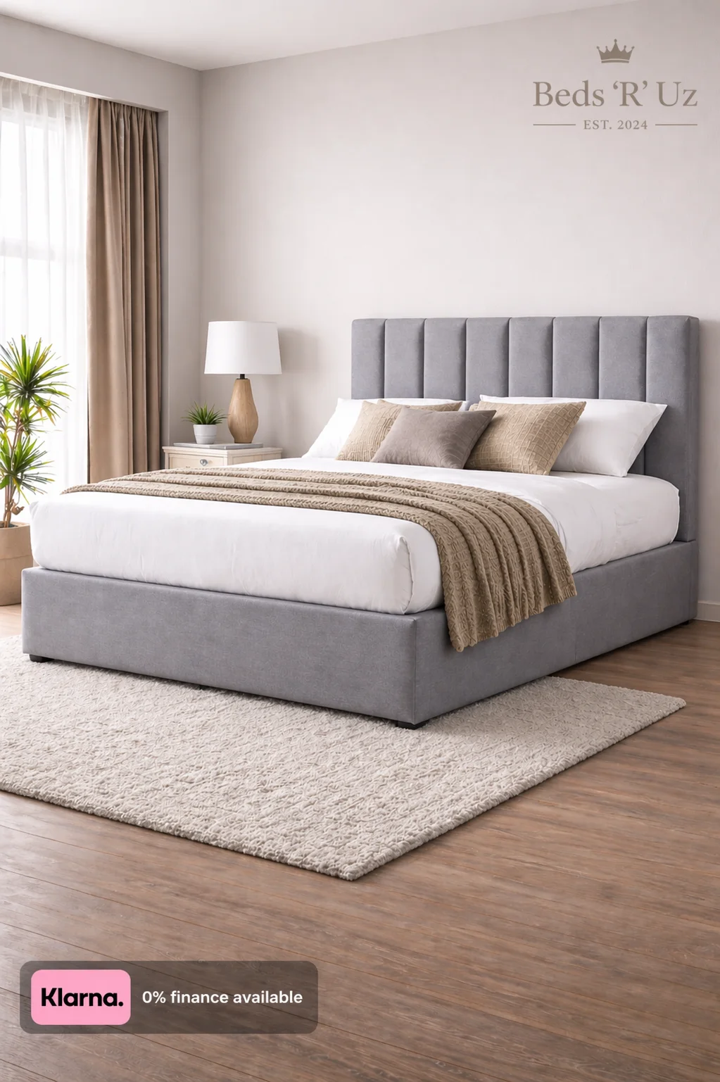 Kensington divan bed with upholstered base in modern UK bedroom