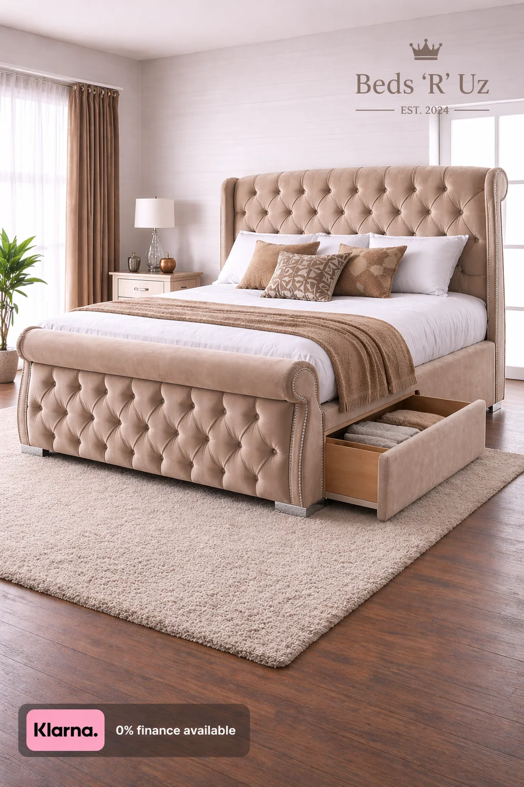Mayfair 2 drawer divan bed with built-in storage in modern UK bedroom