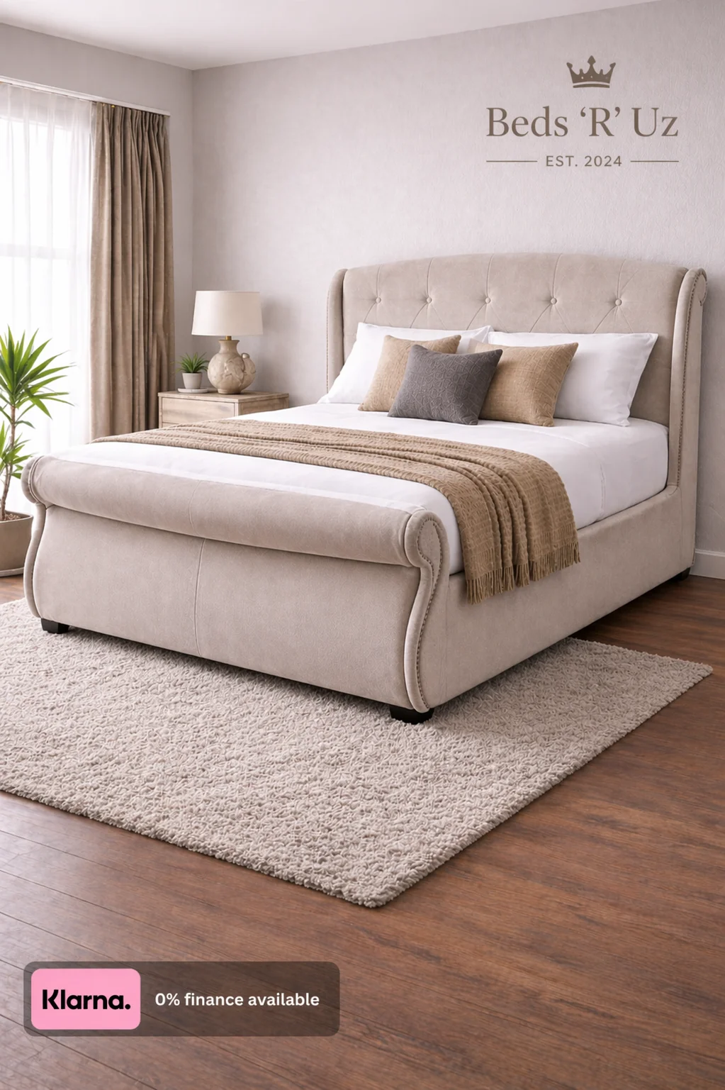Oxford divan bed with upholstered base in modern UK bedroom