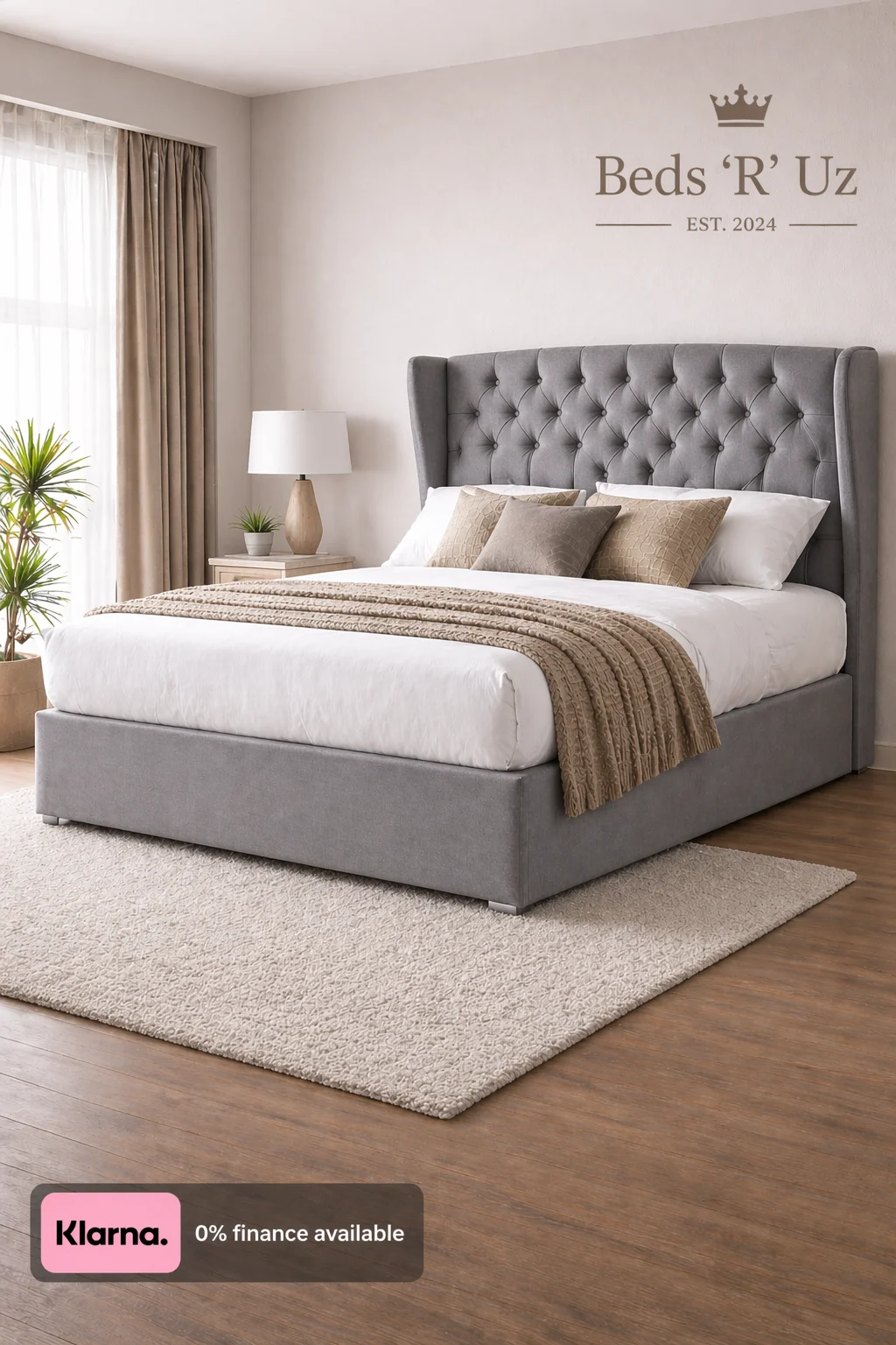 Richmond divan bed with upholstered base in modern UK bedroom