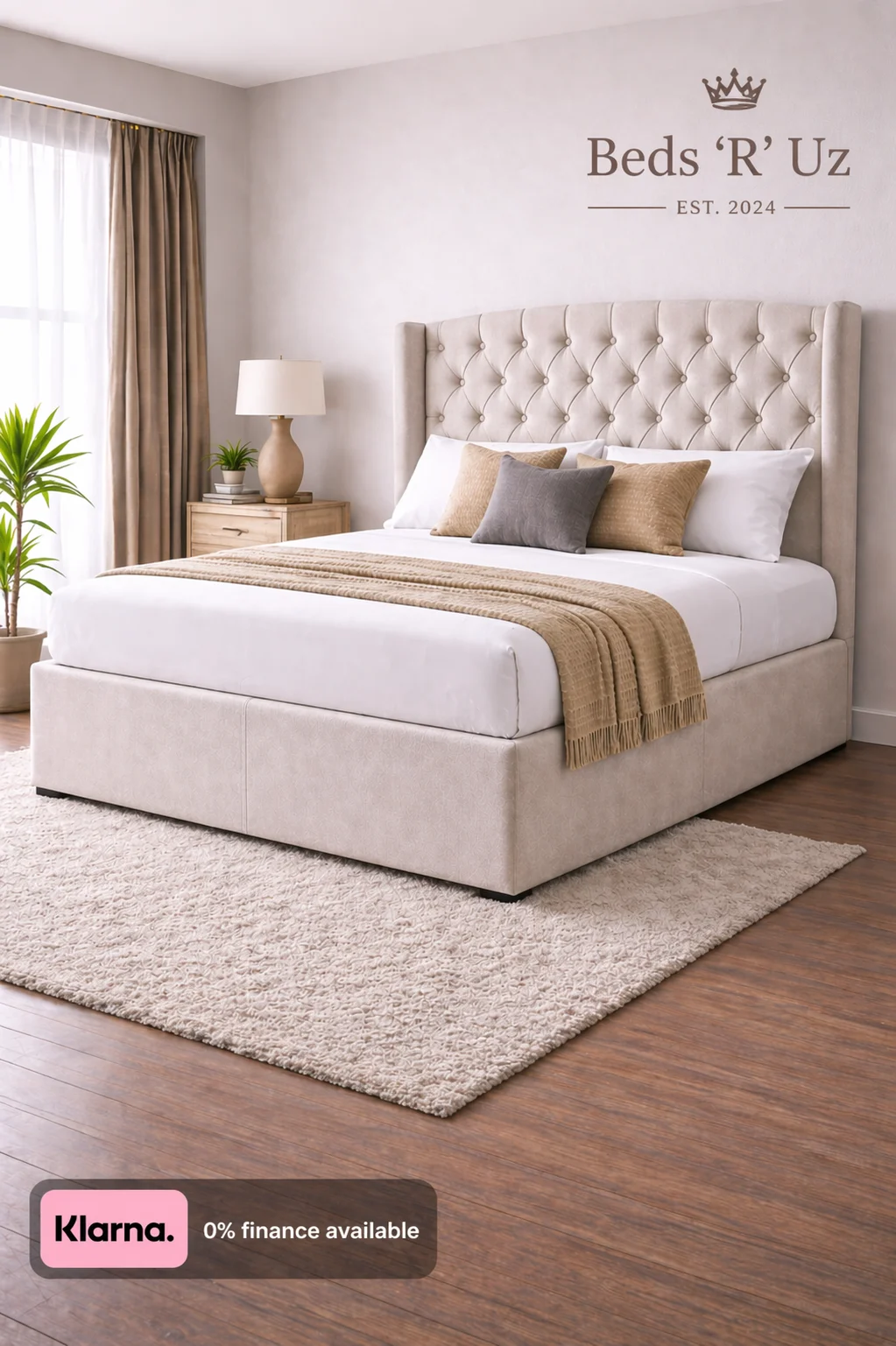 Windsor divan bed with upholstered base in modern UK bedroom