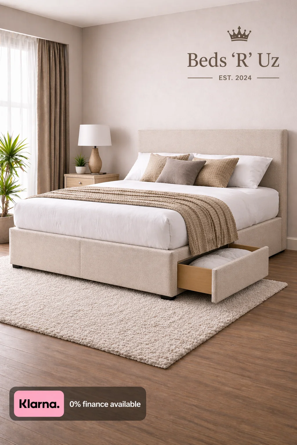 York 2 drawer divan bed with built-in storage in modern UK bedroom
