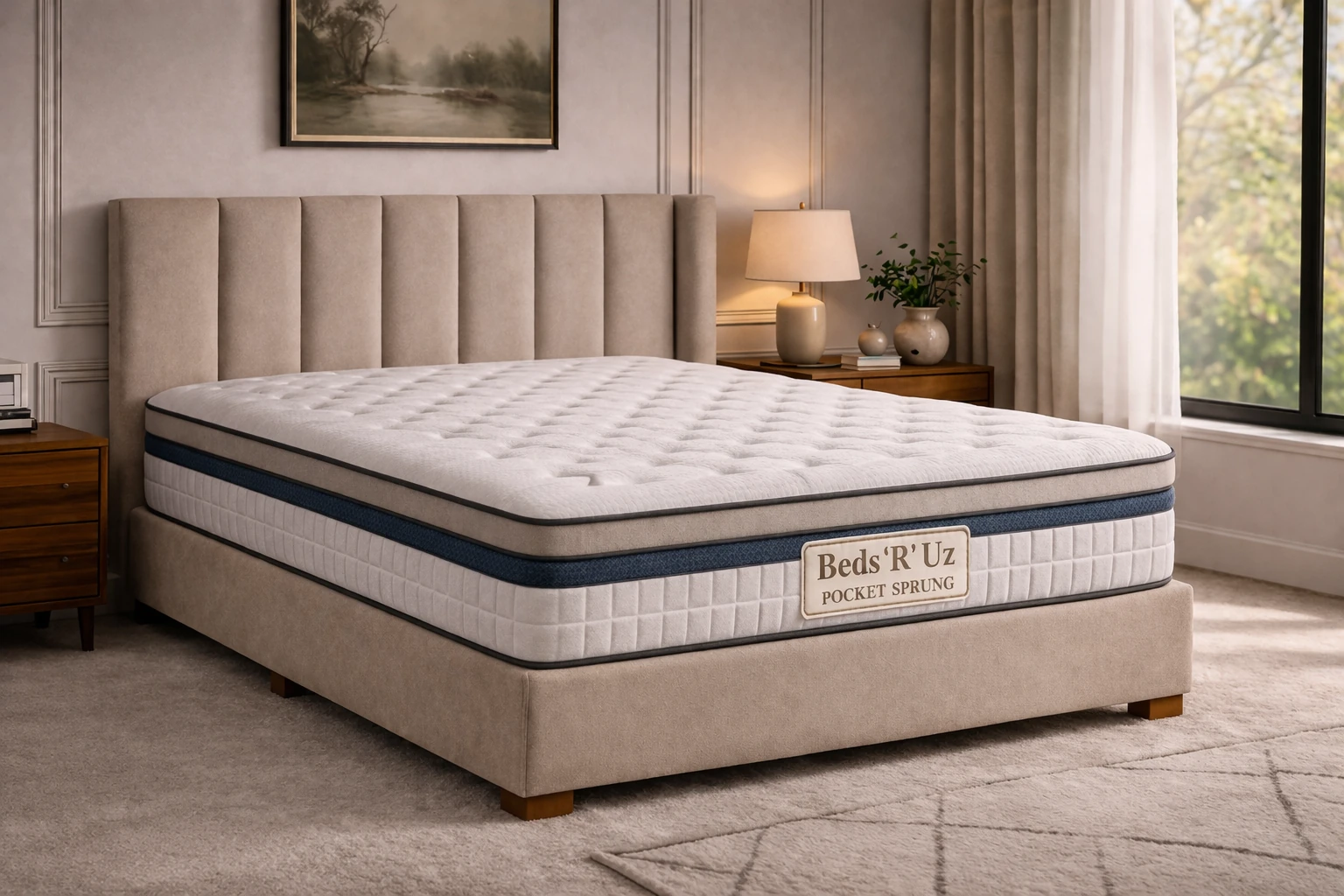 Pocket sprung mattress in a modern UK bedroom offering breathable support and airflow